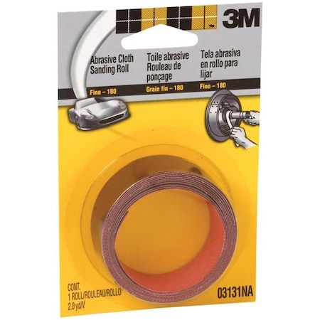 3M 0 Sand Cloth Roll, 6 ft L, 1 in W, 180 Grit, Fine, Aluminum Oxide Abrasive 3131